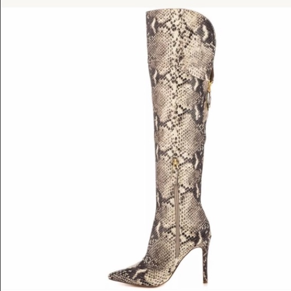 Guess Naddy Snakeskin Knee High Boots